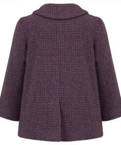 Kids Chequer Red & Blue Lambswool Outer Pea Coat For Boys.