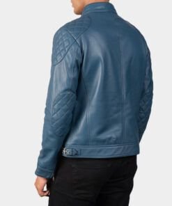 Gatsby Blue Leather Biker Jacket