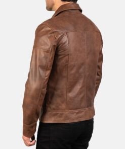 Lavendard Brown Leather Biker Jacket