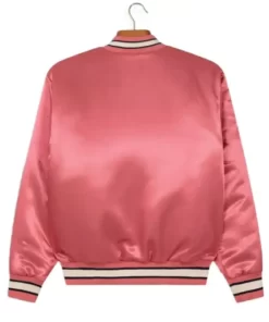 Mercer Pink Varsity Satin Jacket.