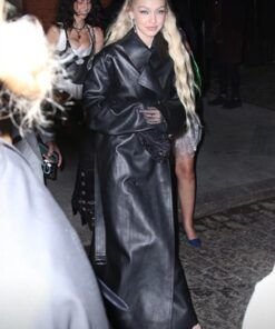 Met Gala Gigi Hadid Leather Coat 2023