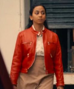 Space Cop Black Mirror S06 Anajana Vasan Orange Leather Jacket 2023