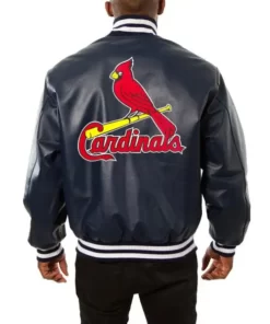 St. Louis Cardinals Baseball Blub Navy Bomber Varsity Leather Jacket.
