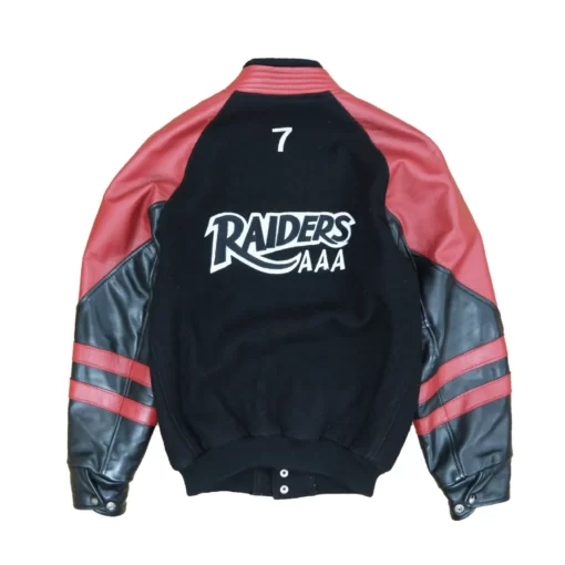Vintage Ajax Raiders Omha Champions Black Leather Wool Jacket.