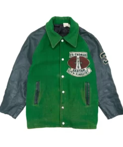 Vintage St Thomas Football Leather Wool Varsity Jacket