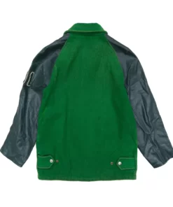 Vintage St Thomas Football Leather Wool Varsity Jacket.