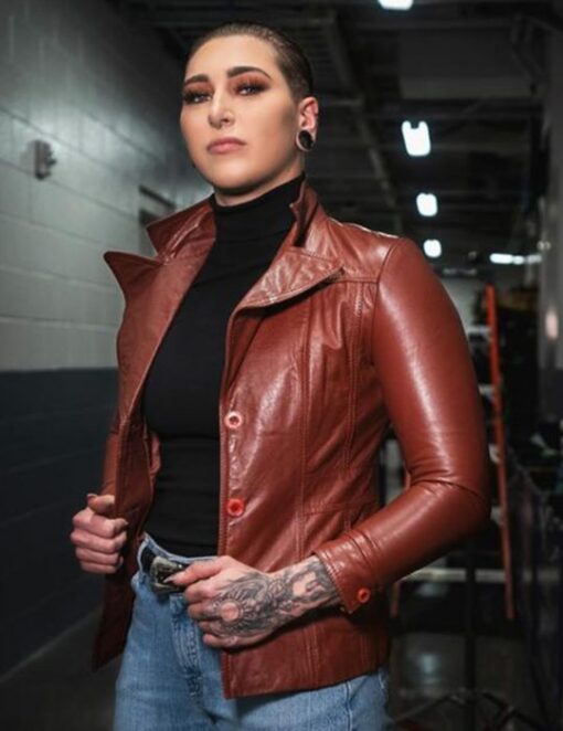 WWE-Rhea-Ripley-Brown-Leather-Biker-Jacket-539x700