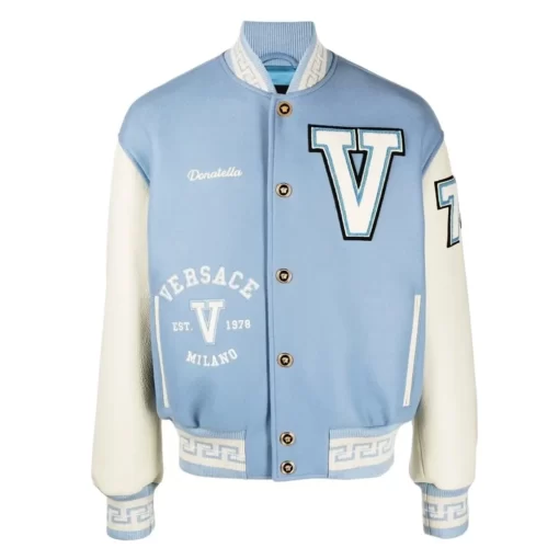 V Felted Light Blue Varsity Jacket | Universal Jacket