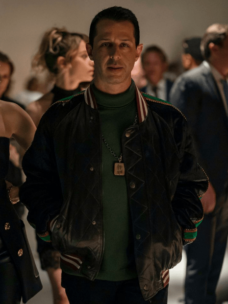 jeremy strong succession kendall roy quilted bomber jacket
