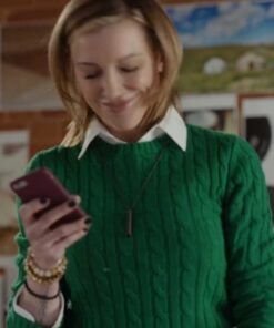 A Royal Christmas Crush Katie Cassidy Green Knit Sweater