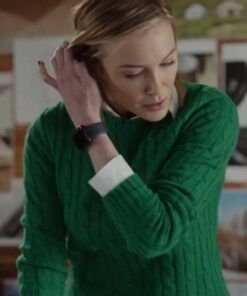 A Royal Christmas Crush Katie Cassidy Green Knit Sweater.