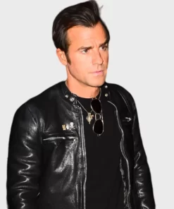 American Actor Justin Theroux Black Leather Jacket.