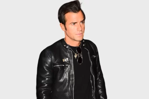 American Actor Justin Theroux Black Leather Jacket.