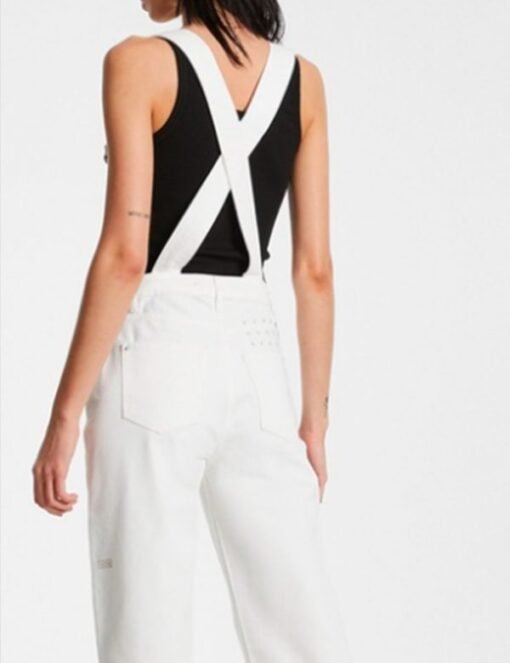 And Just Like That Jessica Parker White Denim Overalls