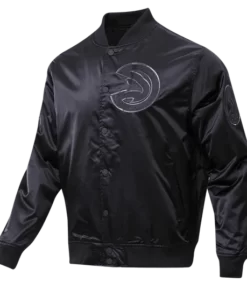Atlanta Hawks Triple Black Satin Jacket.