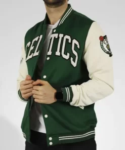 Boston Celtics Green and Off White Jacket