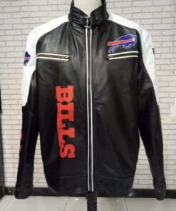 Buffalo Bills Block White Black Nfl Leather Jacket.
