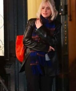 Daddio 2023 Dakota Johnson Black Leather Coat.