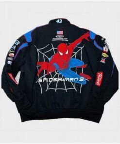 Disney Daytona 500 Spiderman Black Printed Racer Jacket.