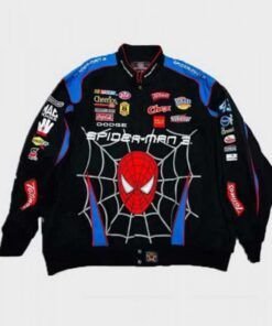 Disney Daytona 500 Spiderman Black Printed Racer Jacket