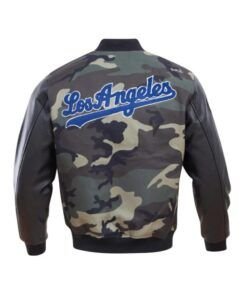 Dodgers Camo Logo Printed Varsity Jacket.