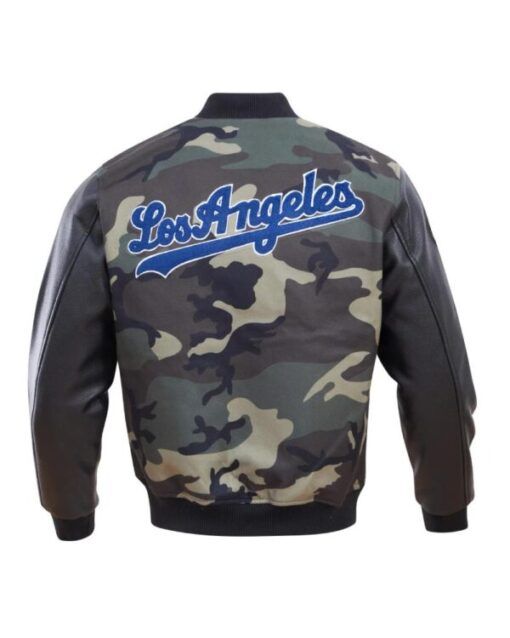Dodgers Camo Logo Printed Varsity Jacket.