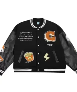 G Healthy Diet Everyday Black Letterman Varsity Jacket