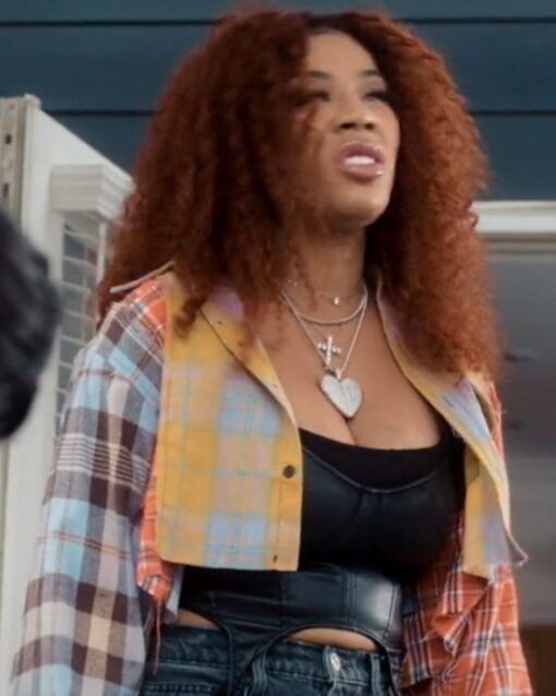 Keyshia Cole This Is My Story 2023 Cropped Checkered Shirt.