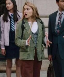 Lindsay-Series-Up-Here-2023-Mae-Whitman-Green-Cotton-Jacket-539x700
