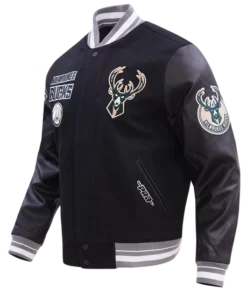 Milwaukee Bucks Retro Classic Rib Wool Varsity Jacket.