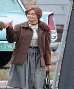 Priscilla 2023 Cailee Spaeny Brown Jacket.