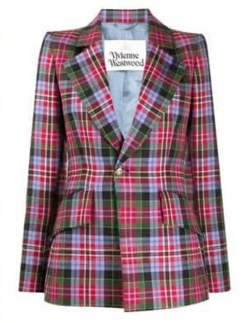 Run The World 2023 Amber Stevens West Plaid Blazer.