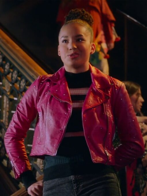 Sofia Wylie High School Musical Pink Studded Leather Jacket