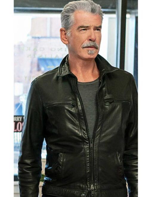 The Out-laws 2023 Pierce Brosnan Black Leather Jacket