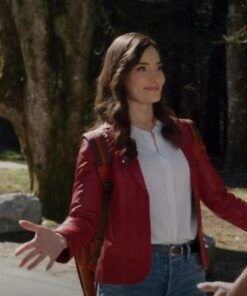 Vivi Film Make Me A Match 2023 Eva Bourne Leather Blazer.