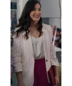 Vivi Film Make Me A Match 2023 Eva Bourne Striped Linen Blazer