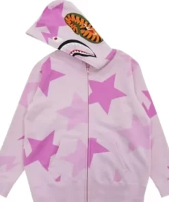 Womens-Bape-Star-Pink-Pullover-Hoodie