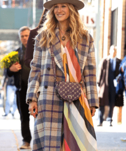 and just like that season 2 sarah jessica parker checked coat