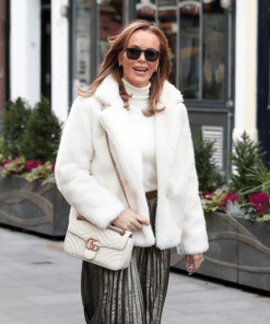 Amanda Holden White Faux Fur Jacket 2023