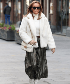 Amanda Holden White Faux Fur Jacket