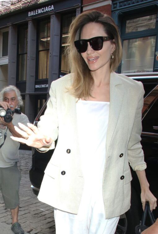 Angelina Jolie New York White Blazer
