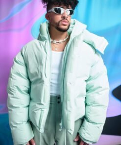 Bad Bunny At American Music Awards Puffer Hooded Jacket 2023