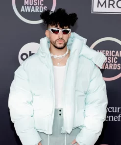 Bad Bunny At American Music Awards Puffer Hooded Jacket