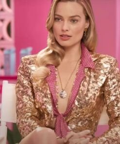 Barbie Margot Robbie Golden Sequin Blazer