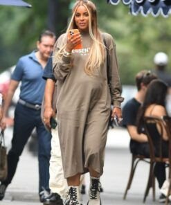 Ciara At Sadelle’s In Newyork Brown Midi Dress