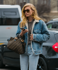 Elsa Hosk Blue Denim Jacket