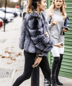 Megan McKenna Grey Fur Coat 2023