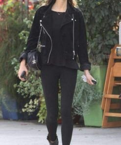 Phoebe Tonkin Black Biker Jacket 2023