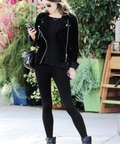Phoebe Tonkin Black Biker Jacket