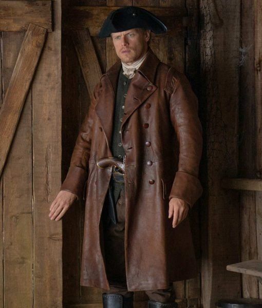 Sam Heughan Outlander S07 Brown Leather Coat
